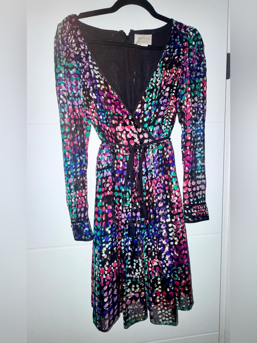 Kate Spade Multicolor Wrap Dress with Black Base, like new